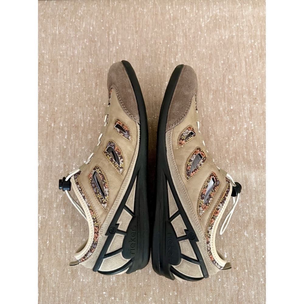 Rieker Walking Sneakers Tan Suede Floral Gorpcore Active Comfort Shoes Sz 9 - Picture 5 of 14